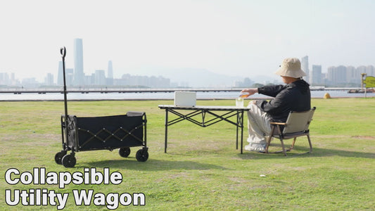 Wagons Carts Foldable - Collapsible Wagon Cart with Wheels Foldable - Utility Folding Wagon Cart for Sports Camping Grocery, Black